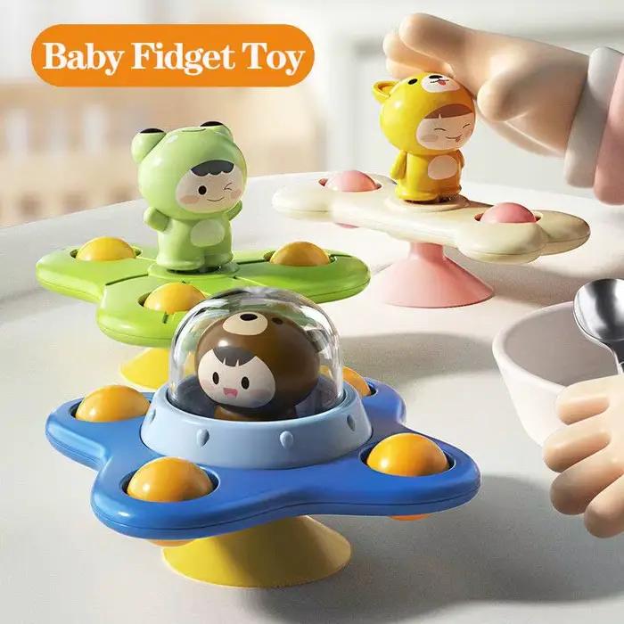 Bébé Montessoris Spin Cup Top jouets de bain Spinner aspiration sensorielle bain ventouse jouet hochets rotatif début éducatif Fidget jouet
