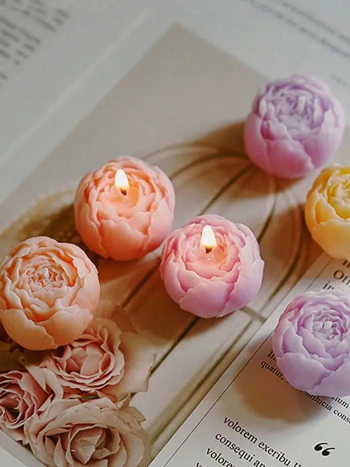 Coffret cadeau de bougies parfumées à la rose pivoine
