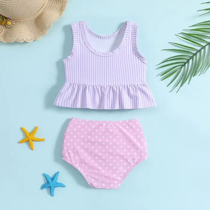 2025 maillot de bain pour petites filles été enfant en bas âge filles imprimé nœud papillon deux pièces maillots de bain filles taille 6 maillots de bain arc-en-ciel