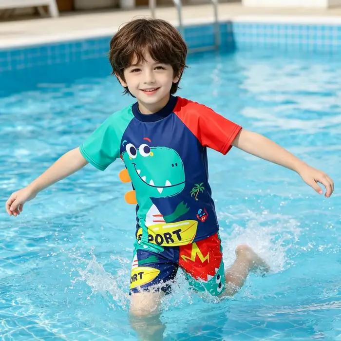 Maillots de bain pour garçons, enfants, tout-petits, de 3 à 4, 5, 6, 7, 8, 9, 10, 11, 12 ans, maillots de bain amusants pour garçons, 3 pièces, short, maillot de bain d'été, protection UV