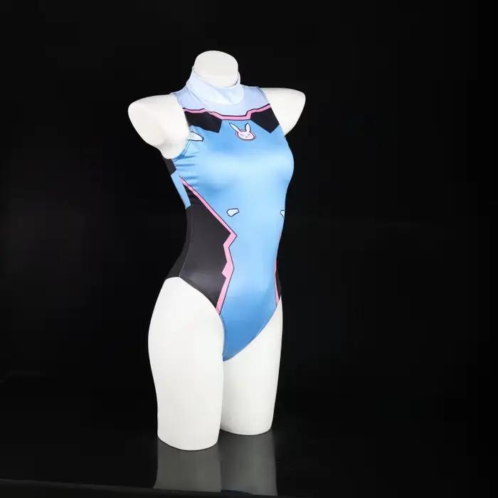 Maillot de bain cosplay D.Va imprimé, combinaison sexy une pièce pour femme, costume d'Halloween