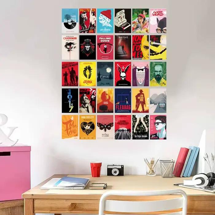 30 cartes postales sur le thème des films classiques, kit de collage mural, affiches pour décoration de salon, dortoir, peintures murales, décorations pour la maison