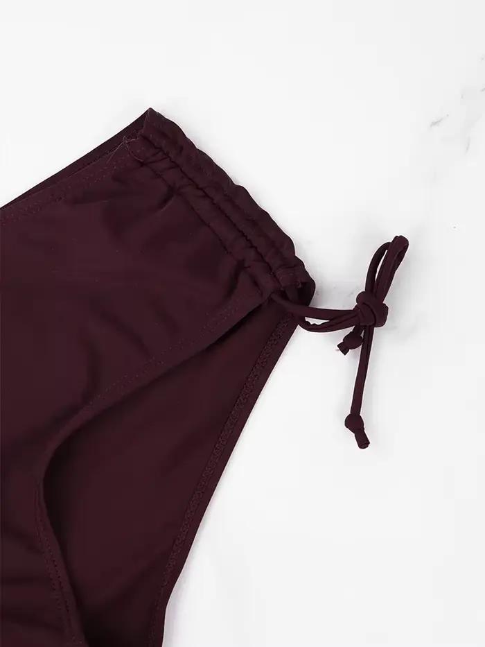 Maillot de bain tanga taille haute pour femmes, bas de Bikini, plage d'été, couleur unie, cordon latéral