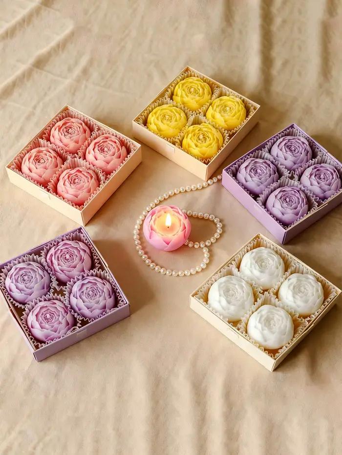Coffret cadeau de bougies parfumées à la rose pivoine