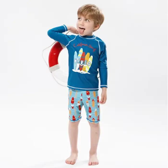 2025 garçons maillot de bain deux pièces ensemble 3 à 4 5 6 7 8 9 10 11 12 ans enfant en bas âge requin imprimé Infantil à manches longues enfants maillots de bain