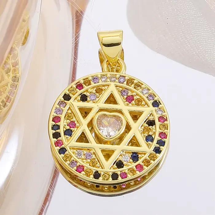 Juya – breloques étoile de David colorées plaquées or véritable 18K