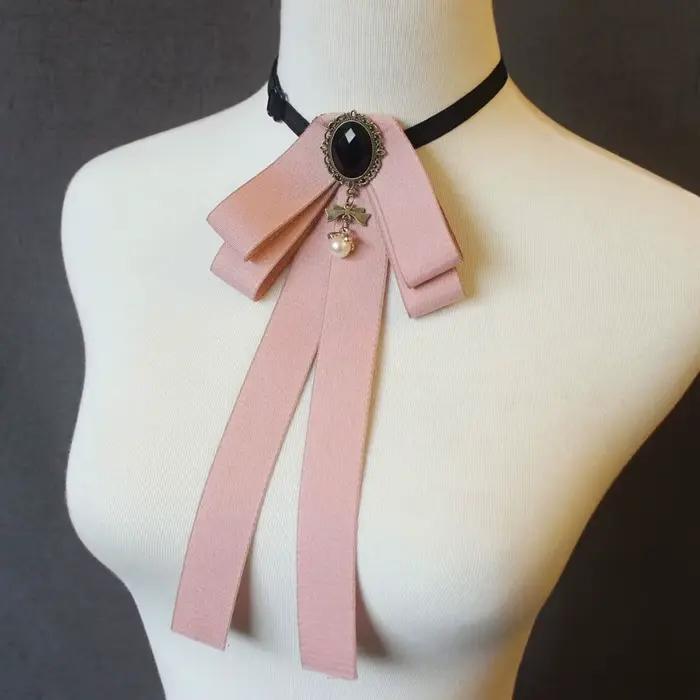 Magnifique collier de perles pour filles, bijoux fantaisie, broche cravate, nœud papillon