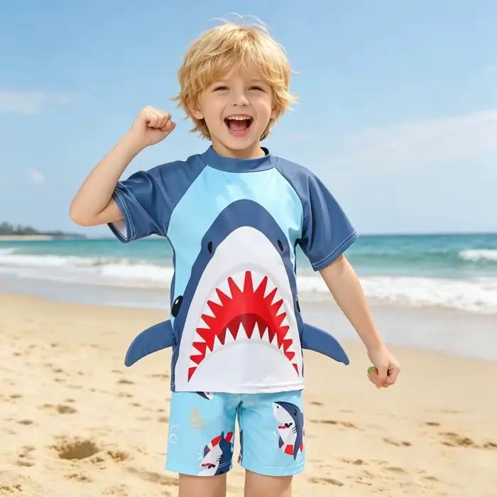 Maillots de bain pour garçons, enfants, tout-petits, de 3 à 4, 5, 6, 7, 8, 9, 10, 11, 12 ans, maillots de bain amusants pour garçons, 3 pièces, short, maillot de bain d'été, protection UV
