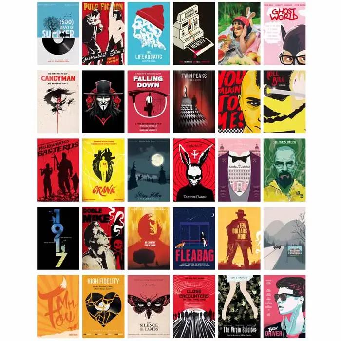 30 cartes postales sur le thème des films classiques, kit de collage mural, affiches pour décoration de salon, dortoir, peintures murales, décorations pour la maison