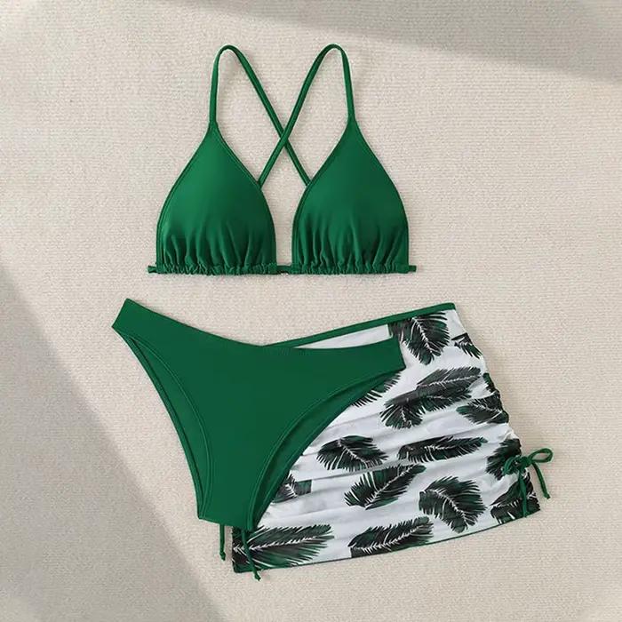 Maillot de bain trois pièces pour enfants, imprimé, pour filles, protection UV, confort et plaisir