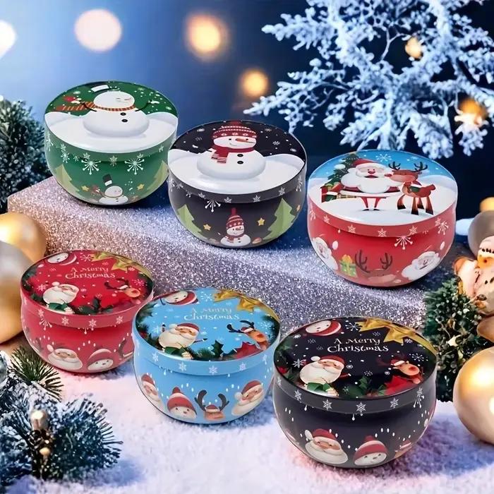 Pots de bougies de noël festifs, 10 pièces, boîtes en fer blanc en métal, 2.2oz, parfaits pour la fabrication de bougies, les décorations, les fêtes et les pots cadeaux