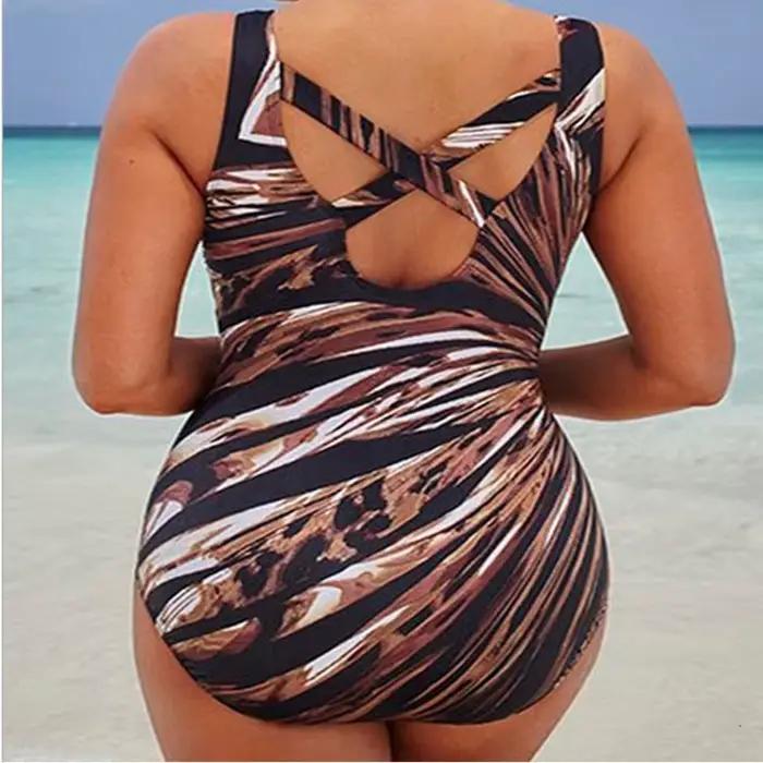 Sexy rayé une pièce grands maillots de bain corps fermé grande taille maillots de bain femme maillot de bain pour piscine plage femmes maillot de bain
