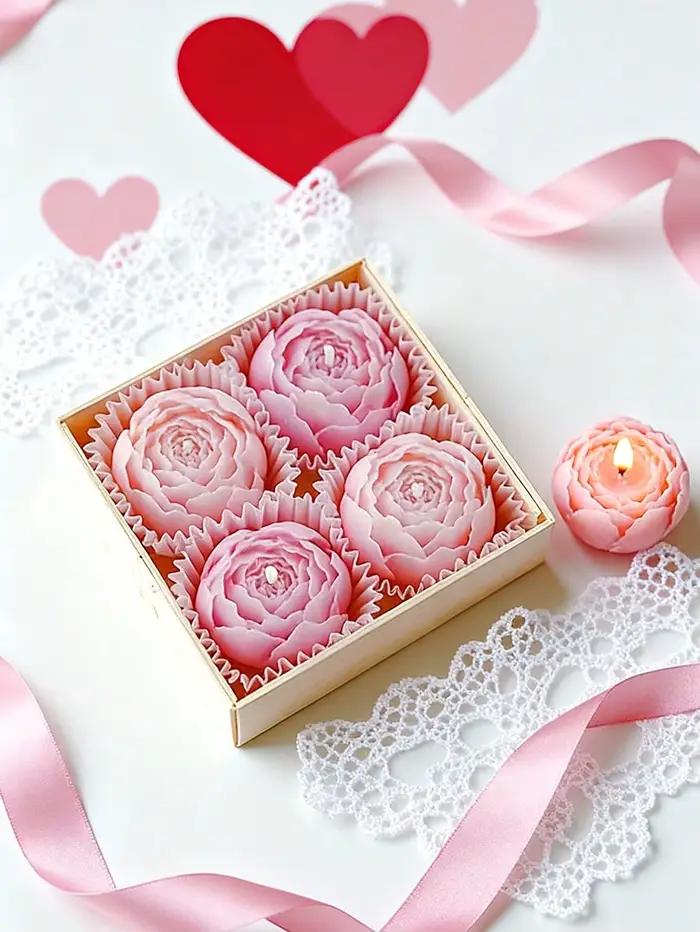 Coffret cadeau de bougies parfumées à la rose pivoine