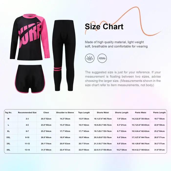 Maillot de bain 3 pièces UV pour filles, protection solaire, manches longues, protection contre les éruptions cutanées, séchage rapide, petit haut + short + pantalon, tenues