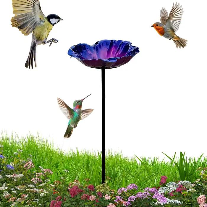 Bain d'oiseaux pour l'extérieur, bol pour bain d'oiseaux avec piquet de jardin, pour cour, jardin, patio, allée