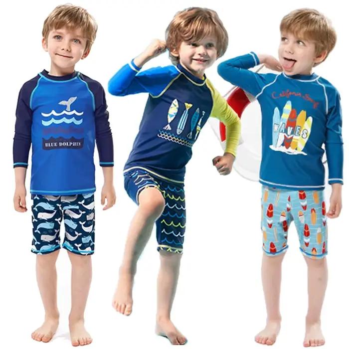2025 garçons maillot de bain deux pièces ensemble 3 à 4 5 6 7 8 9 10 11 12 ans enfant en bas âge requin imprimé Infantil à manches longues enfants maillots de bain