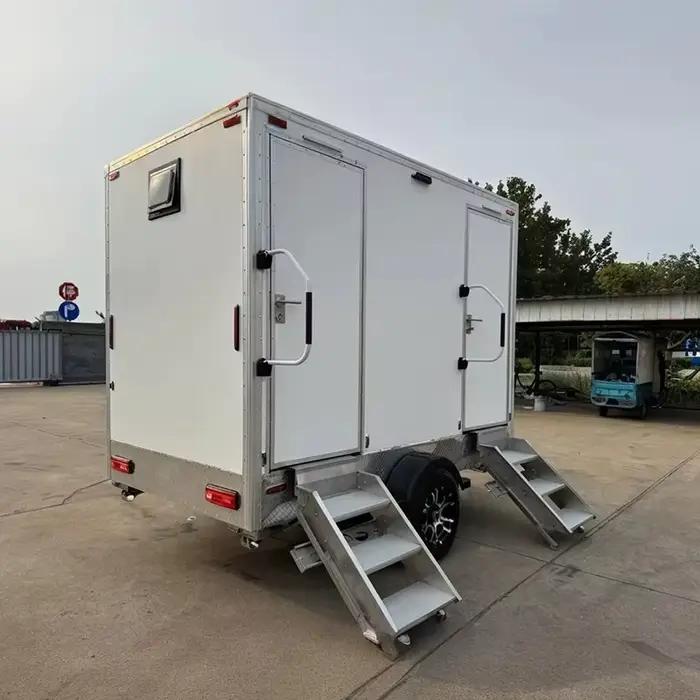 Remorque de toilettes mobiles VIP de luxe, salle de bain préfabriquée pour mariage, fête, concert, confort haut de gamme, ensemble complet, vente personnalisée