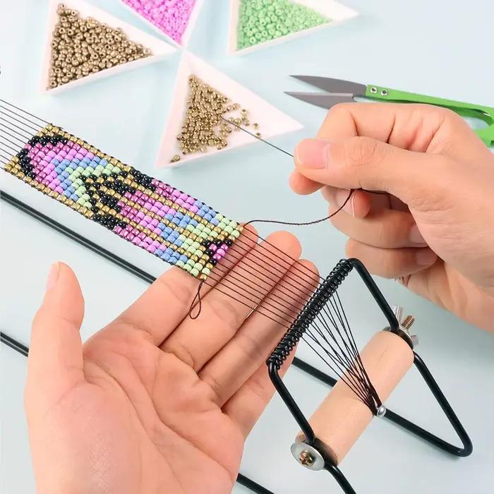 Kit de métier à tisser de perles pour bricolage, pour bijoux, Bracelets, boucles d'oreilles, colliers, fabrication de métier à tisser de perles faits à la main, Machine à tricoter, outil artisanal