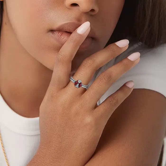 Ensemble d'orbites coccinelle en argent Sterling 925 Original, bagues pour femmes et filles, bijoux cadeaux d'anniversaire