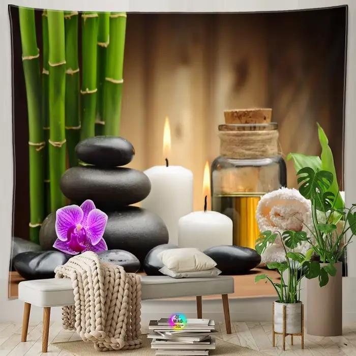 Zen chambre intérieur décoratif bambou coulant vert bambou bouddha méditation Spa tapisserie vert décoration murale vert décor à la maison
