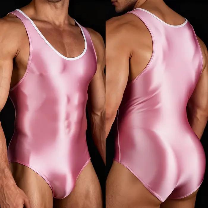 Sous-vêtements Sexy brillants pour hommes, body de gymnastique, collants de Fitness respirants, maillot de bain de Yoga, justaucorps fins et doux sans manches, maillots de bain