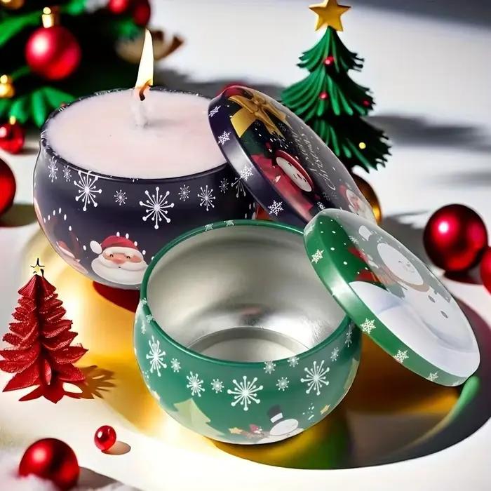 Pots de bougies de noël festifs, 10 pièces, boîtes en fer blanc en métal, 2.2oz, parfaits pour la fabrication de bougies, les décorations, les fêtes et les pots cadeaux