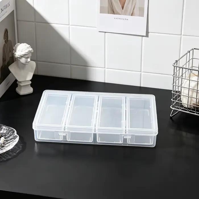 Une grande boîte + 4 petites boîtes de rangement pour bijoux, boîtes de rangement transparentes à compartiments individuels, avec de petites boîtes en plastique à l'intérieur