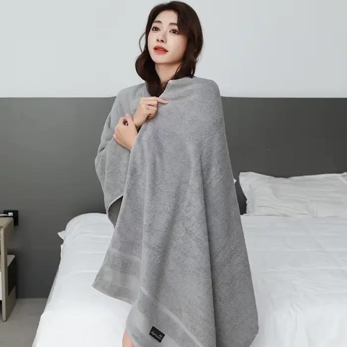Serviette de bain de style hôtel 160 cm, en coton pur de haute densité, couleur unie, épaissie et surdimensionnée, très absorbante