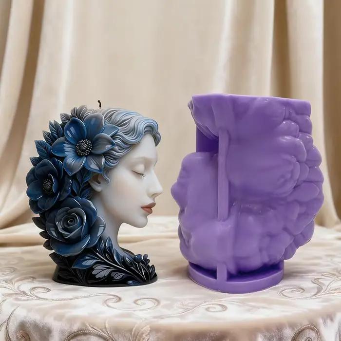 Ces moules à bougies de déesse florale d'art de niche sont résistants à la chaleur et réutilisables