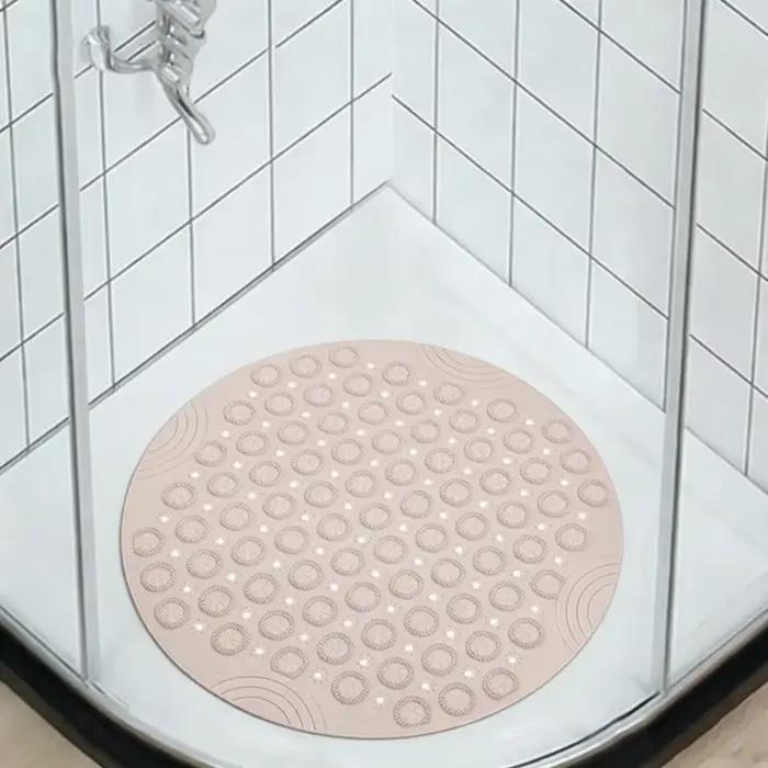 Tapis de douche rond antidérapant 55x55cm, Surface texturée, tapis de bain antidérapant avec trou de vidange, tapis de Massage pour stand de douche