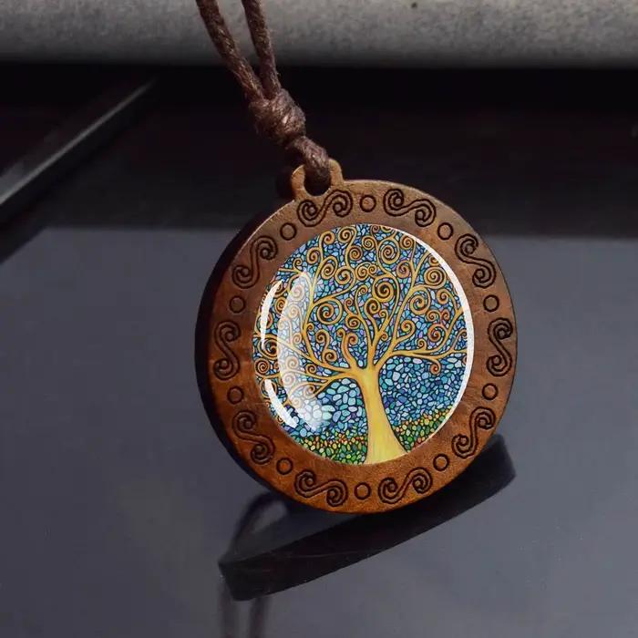 Collier Cabochon en verre arbre de vie