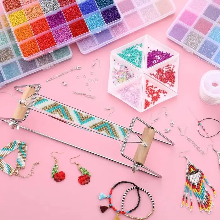 Kit de métier à tisser de perles pour bricolage, pour bijoux, Bracelets, boucles d'oreilles, colliers, fabrication de métier à tisser de perles faits à la main, Machine à tricoter, outil artisanal