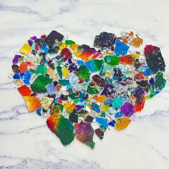 Bricolage vitrail créatif mosaïque 100g coloré glace fissure Fragments cristal mosaïque Art coloré verre Transparent particules 917