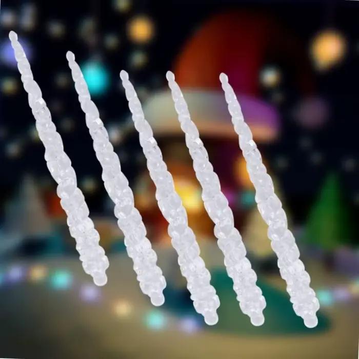 Barres de glace de Simulation de cristal, fil acrylique, bords de glace transparents, faux glaçon pour arbre de noël, accessoires de décoration de charme, 12 pièces