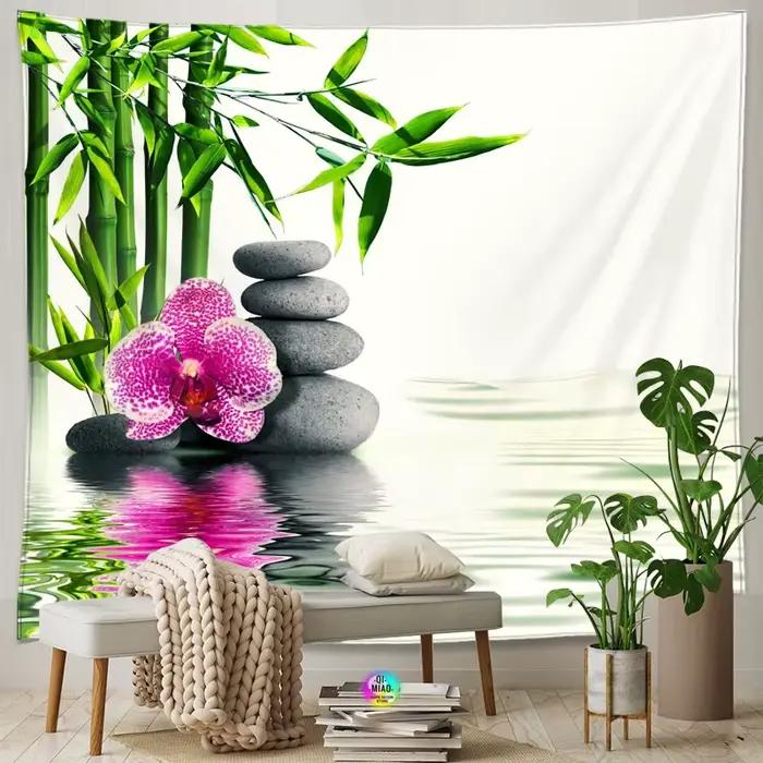 Zen chambre intérieur décoratif bambou coulant vert bambou bouddha méditation Spa tapisserie vert décoration murale vert décor à la maison