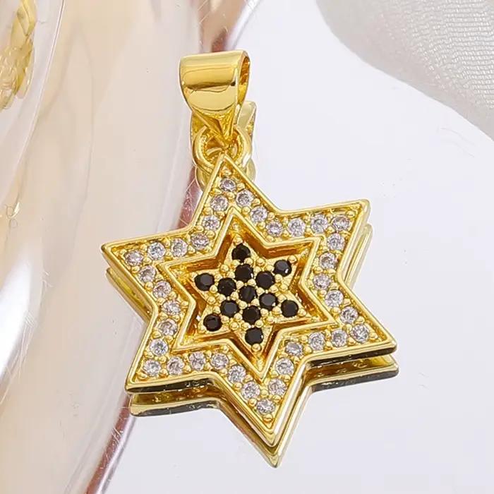 Juya – breloques étoile de David colorées plaquées or véritable 18K