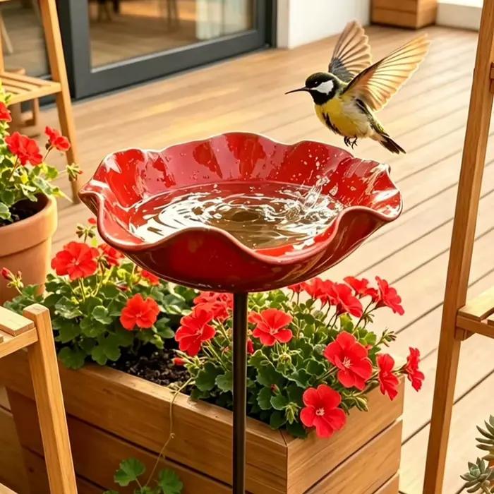 Bain et mangeoire pour oiseaux sur piquet, bol d'eau pour oiseaux, décoration de jardin extérieur, station de bain et d'abreuvement pour oiseaux sauvages, décoration de patio