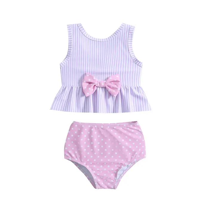 2025 maillot de bain pour petites filles été enfant en bas âge filles imprimé nœud papillon deux pièces maillots de bain filles taille 6 maillots de bain arc-en-ciel