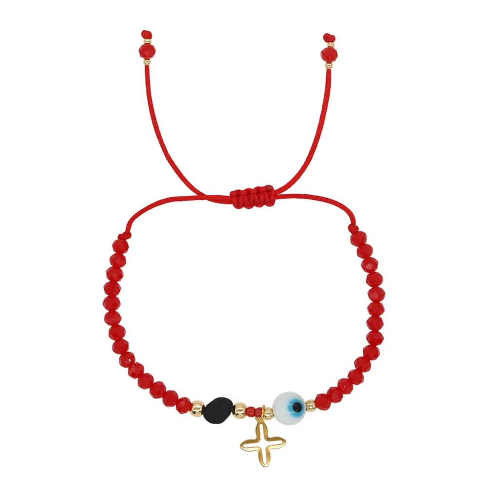 Bracelet transfrontalier Style bohémien, yeux en verre, perles de cristal, pendentif étoile quadrila