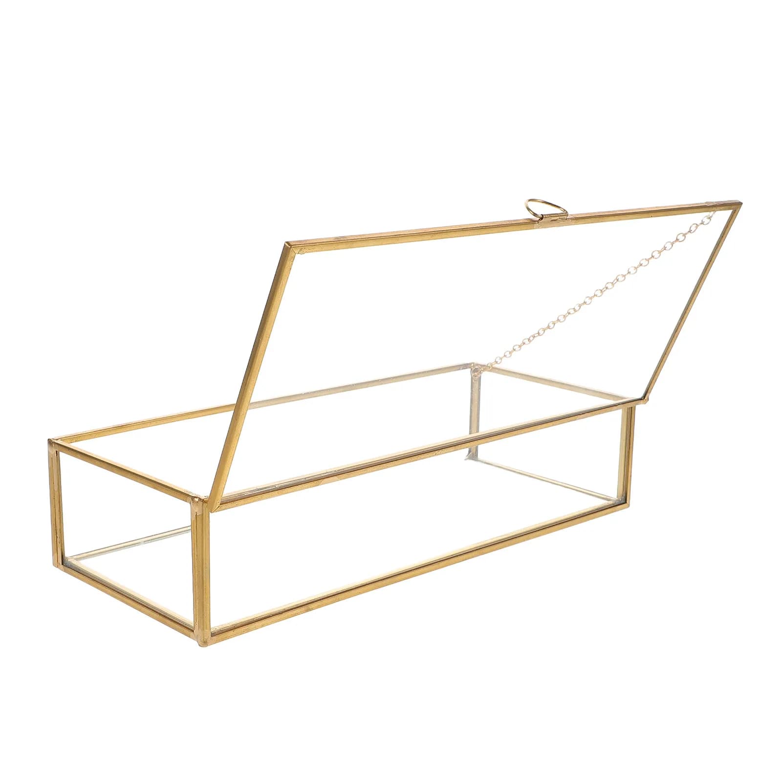 Boîte à bijoux vintage en verre, organisateur rectangulaire avec couvercle, présentoir de vanité, co