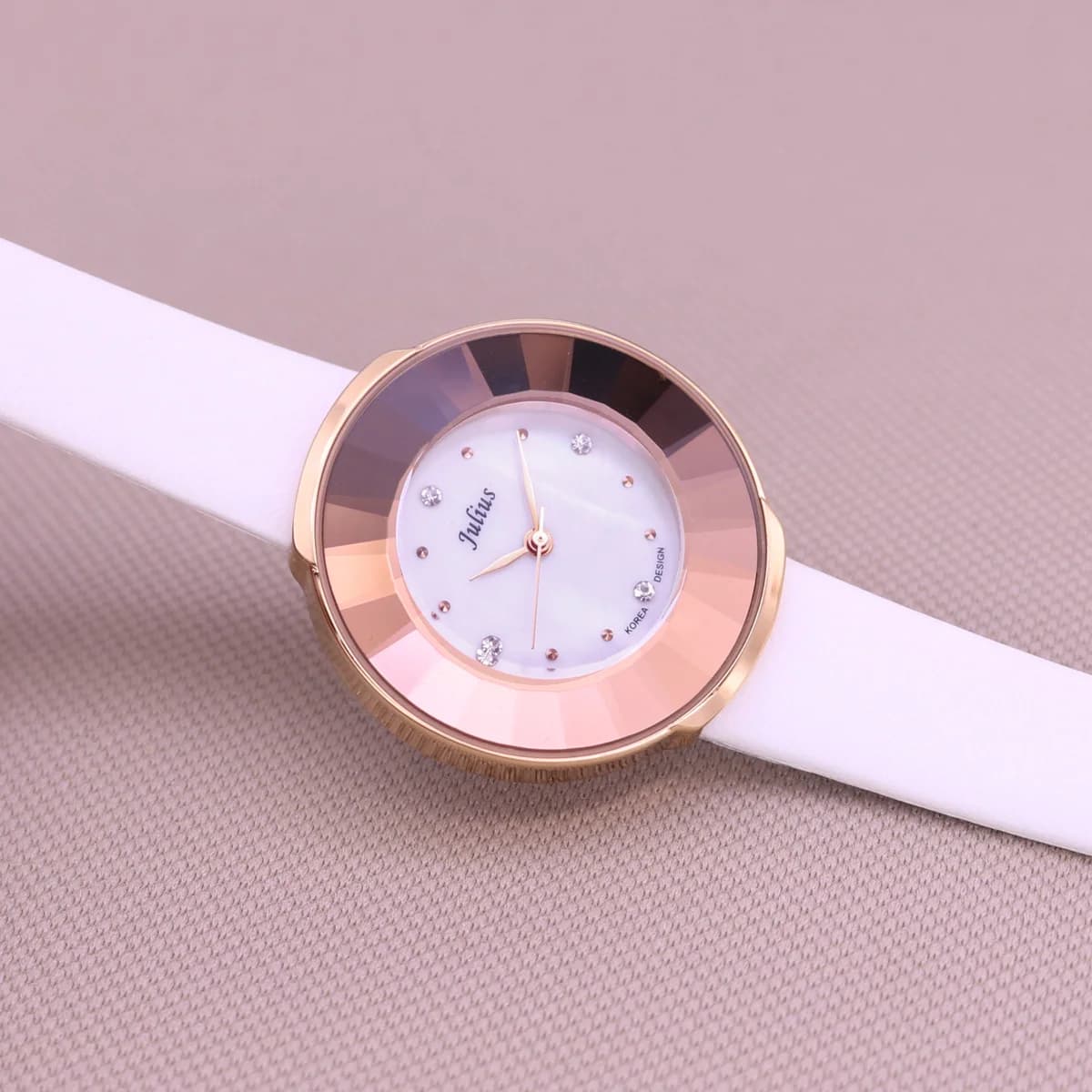 Montre à quartz en nacre pour femme, Julius Lady, bracelet en cuir véritable, mode japonaise, heures