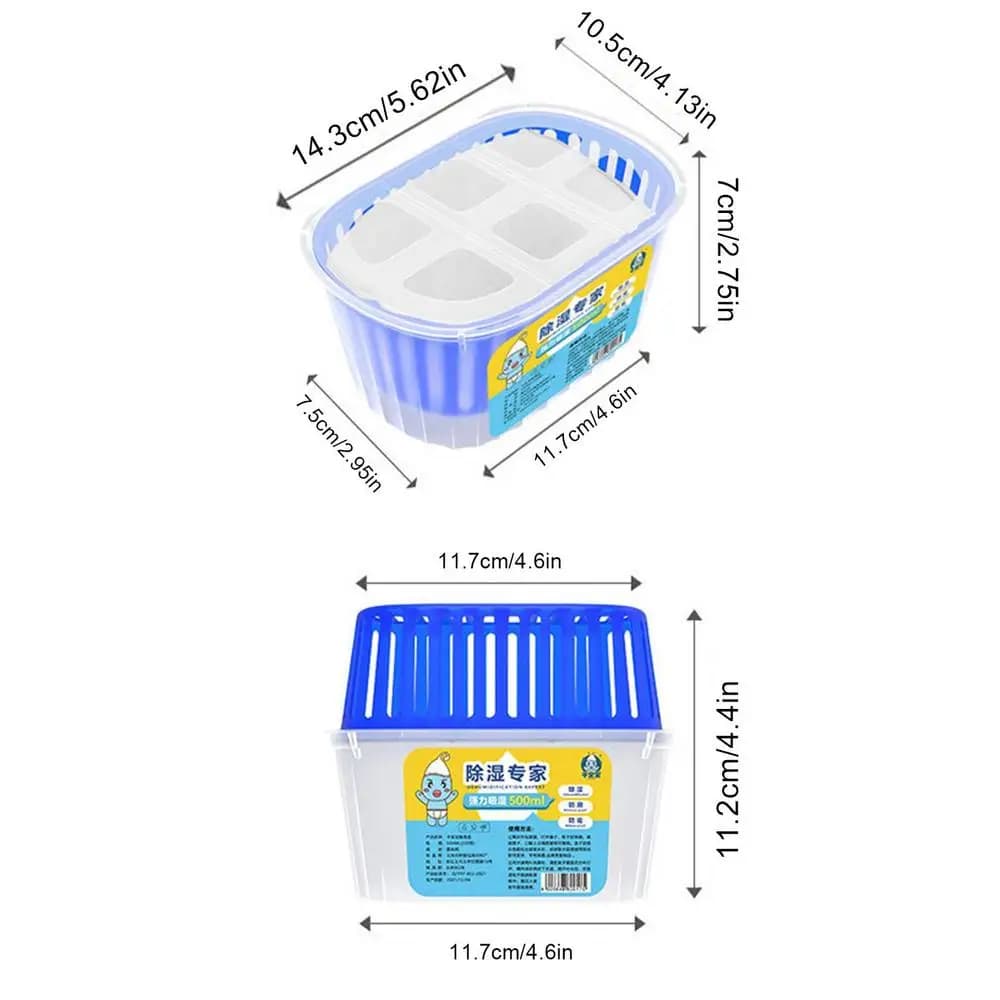 Boîte de déshumidificateur de 500ml, boîte de dissolvant d'humidité réutilisable, purificateur d'air