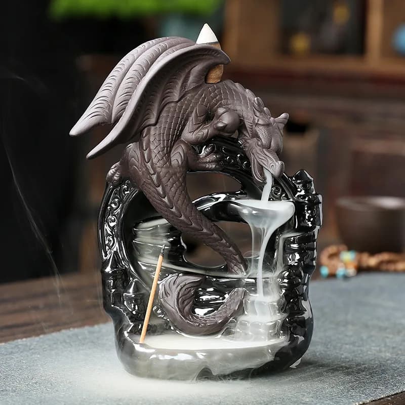 Brûleur d'encens à reflux Dragon Vintage en céramique, décoration de maison, décor de table, cadeau