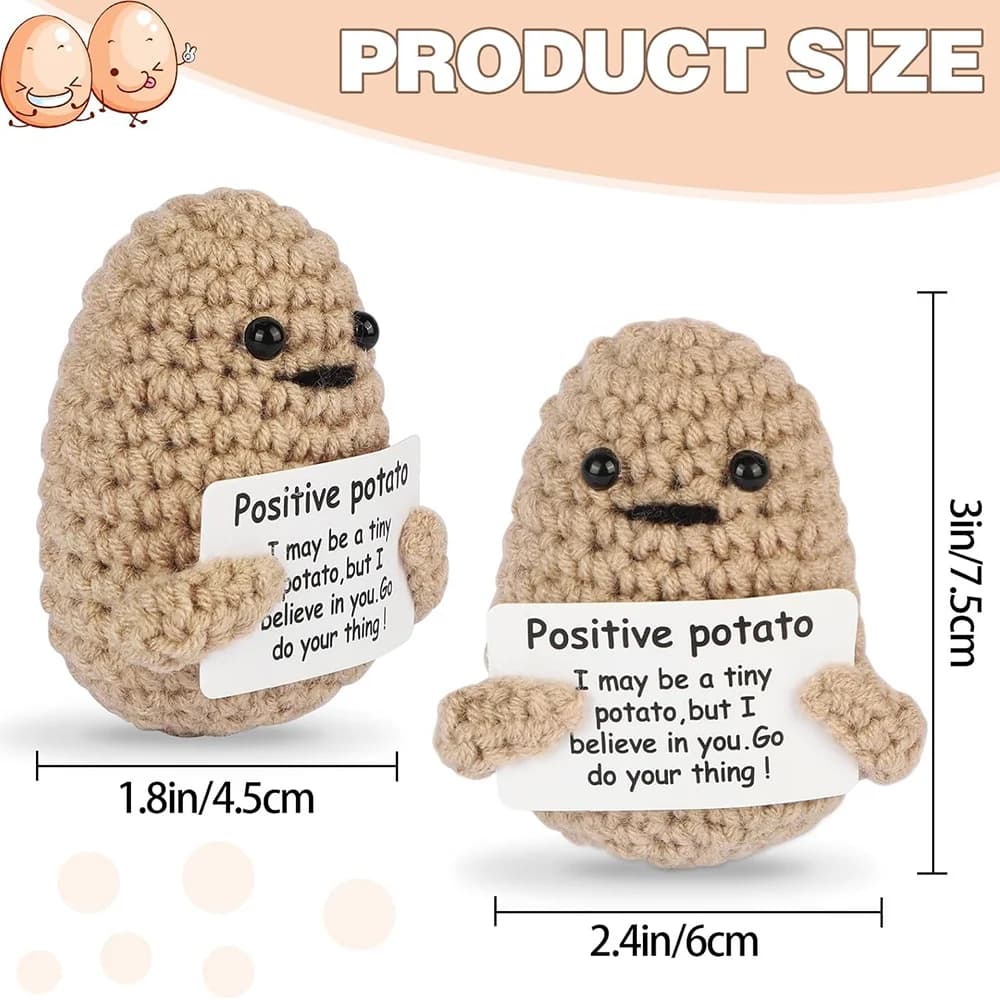 Mini-poupée en crochet faite main en forme de pomme de terre, énergie positive, cadeau amusant en la