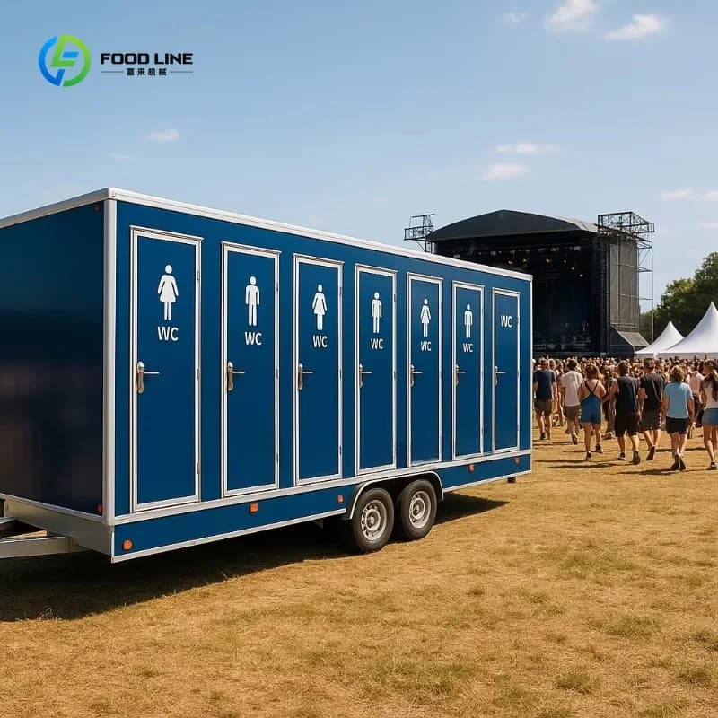 Remorque de camping mobile de luxe personnalisée, toilettes en fibre de verre avec WC et douche, toi