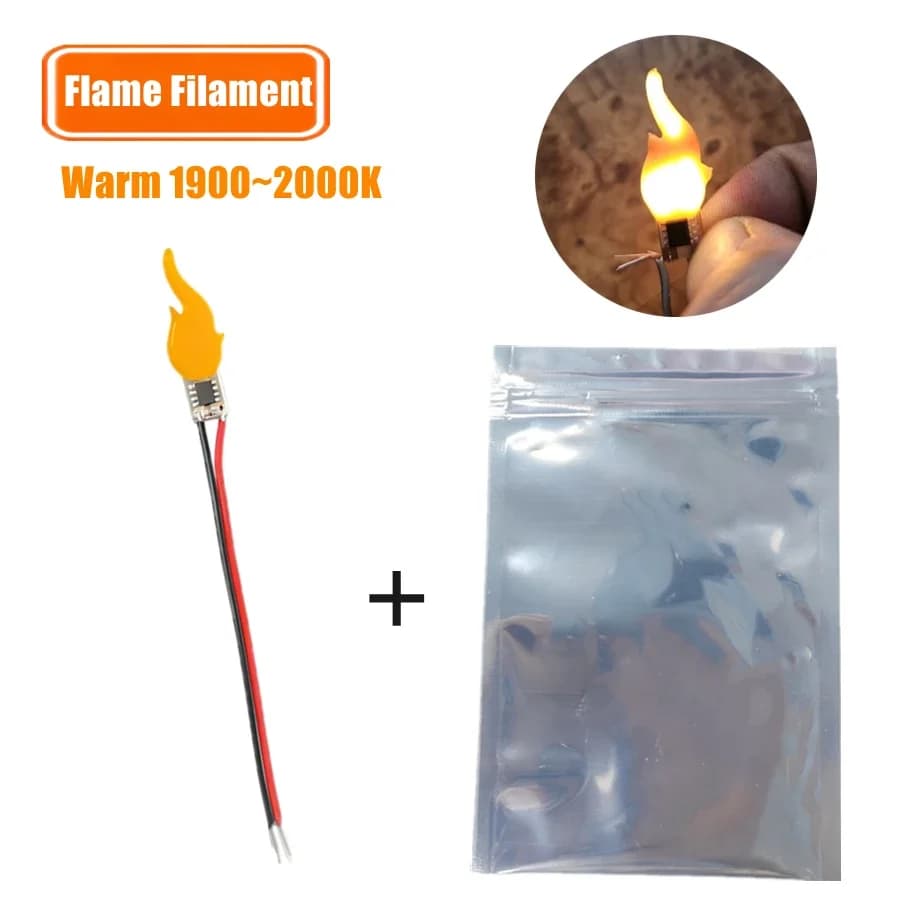 Câblage LED Filament de flamme 3V 5V bricolage COB bougies lampe avec emballage flamme vacillante dé