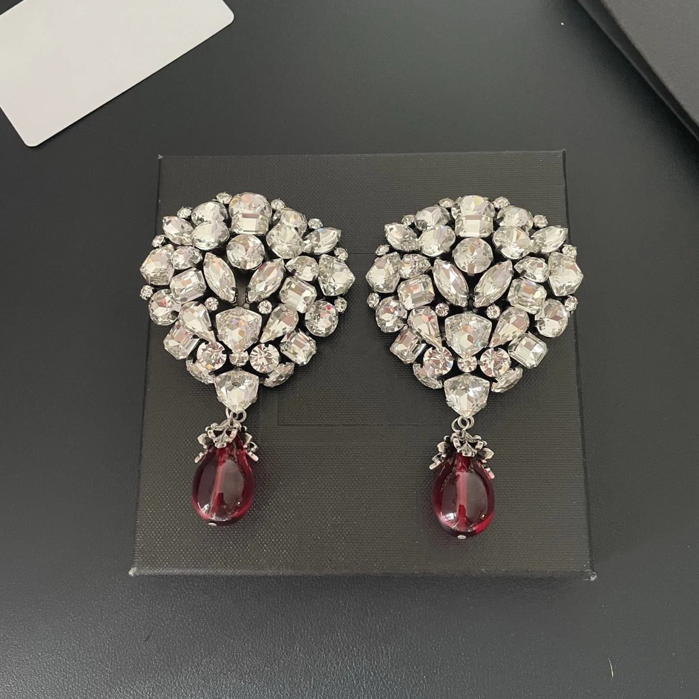 Boucles d'oreilles de luxe en cristal de qualité supérieure, marque de créateur de mode, clip d'orei