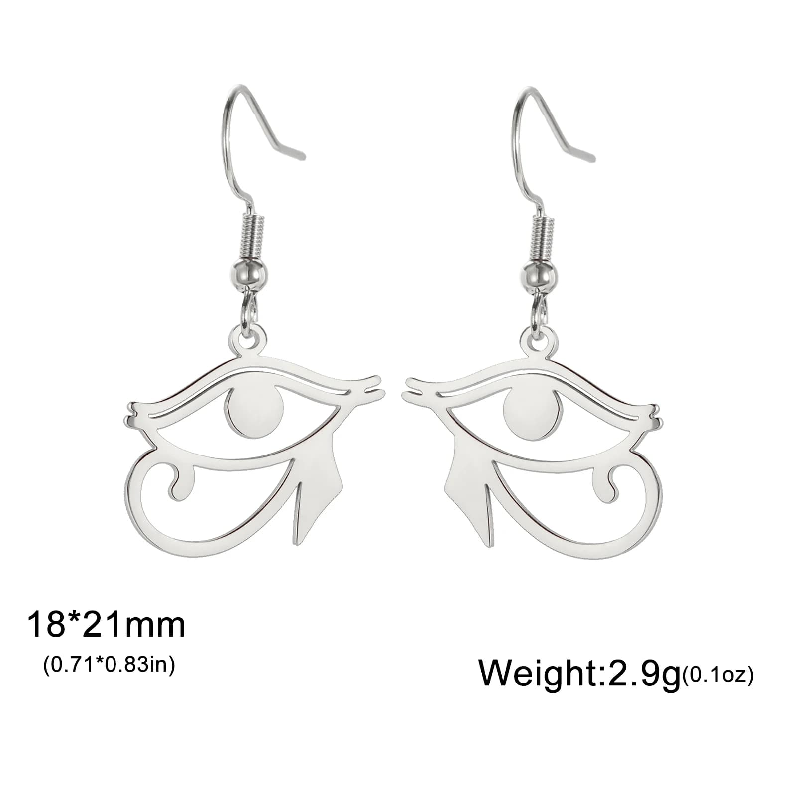 Boucles d'oreilles pendantes en acier inoxydable avec pendentif Œil d'Horus Ra de l'Égypte ancienne
