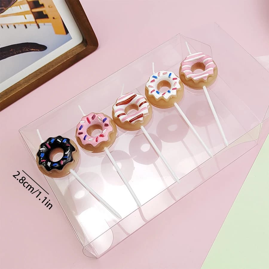 Bougies à gâteau de dessin animé, 5 pièces, beignets, décorations de fête d'anniversaire pour enfant