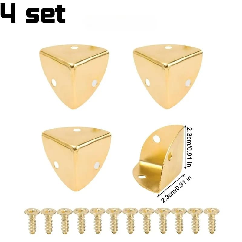 4/40x Protections d'angle en bois pour caisses, 3 trous, décoratives, pour bagages, boîtes de table